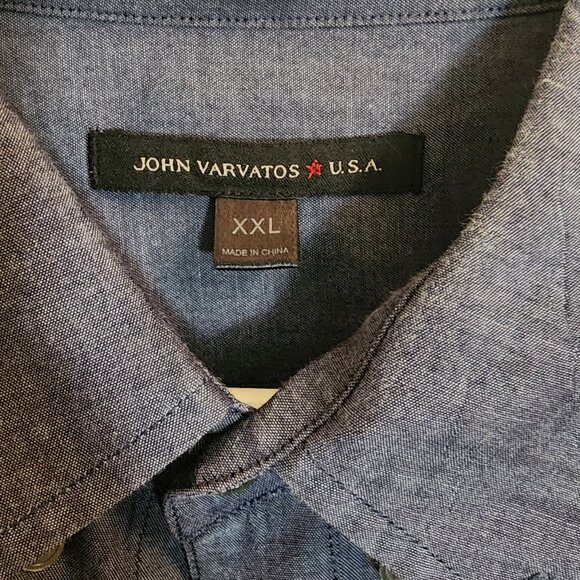 John Varvatos Button Down Shirt, Color Navy, Size XXL - Picture 2 of 4